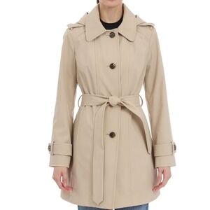 London Fog Single Breasted Trenchcoat Khaki XL Womens New with detachable hood